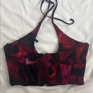 White Fox Boutique Red and Black Crop Top